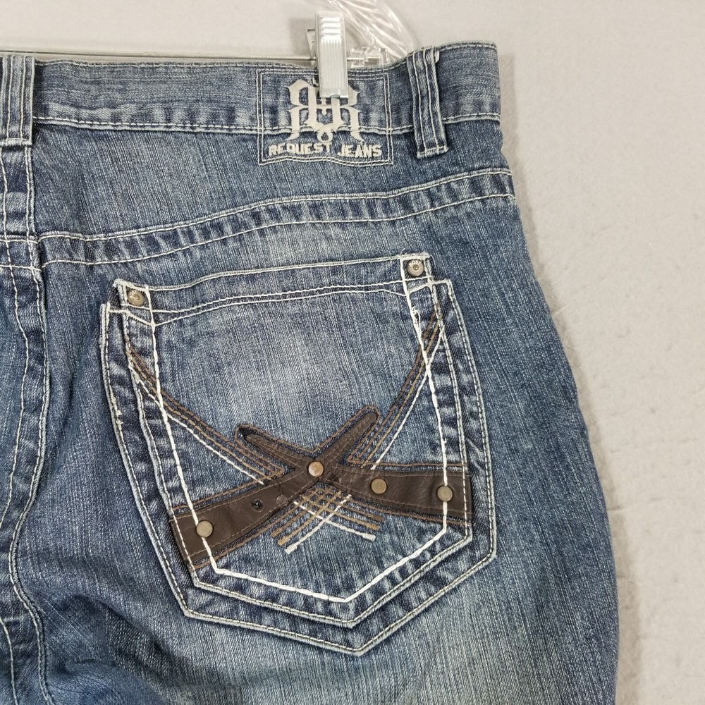 Request jeans men's 36x30 loose straight blue denim pants retro Y2K - Picture 9 of 11